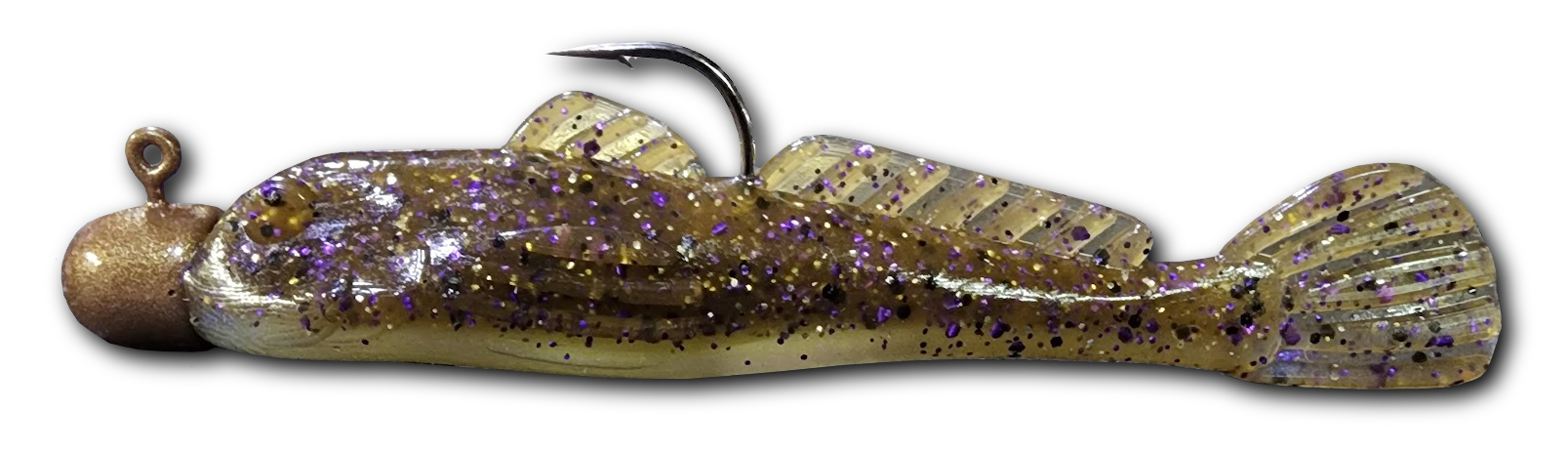 1/4 oz Round Nose Jig (Light Copper) + Goliath Goby (Purple Pearl)